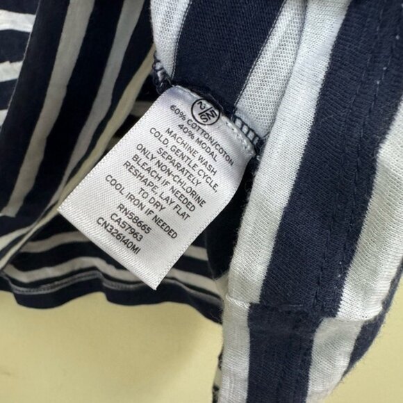 Caslon NEW Striped Cotton Modal V-Neck Pocket Boxy Shirt Top Lightweight White L - Picture 12 of 15
